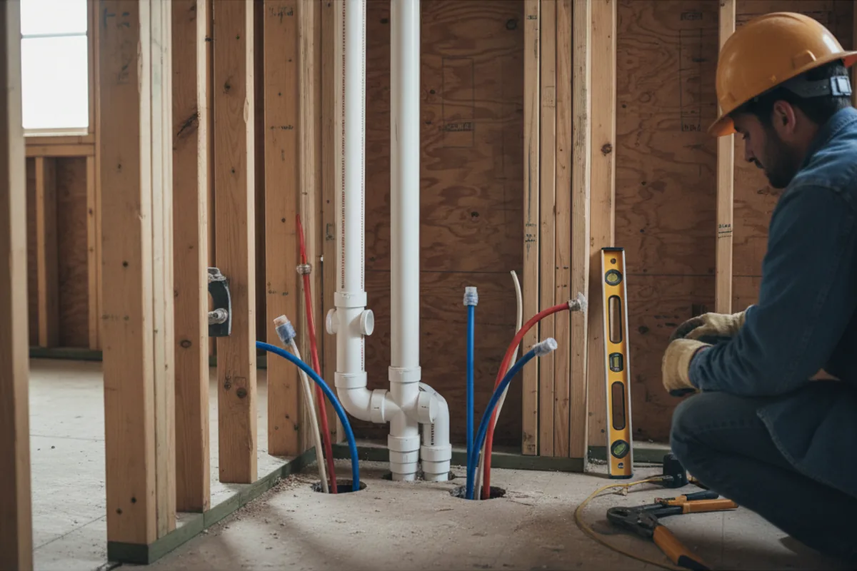 Drain and supply rough-in during Sump Pump Repair in Turlock